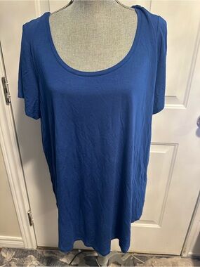 NWT - Size 2X Everyday Scoop Neck Short Knit Sleeve Top - Blue